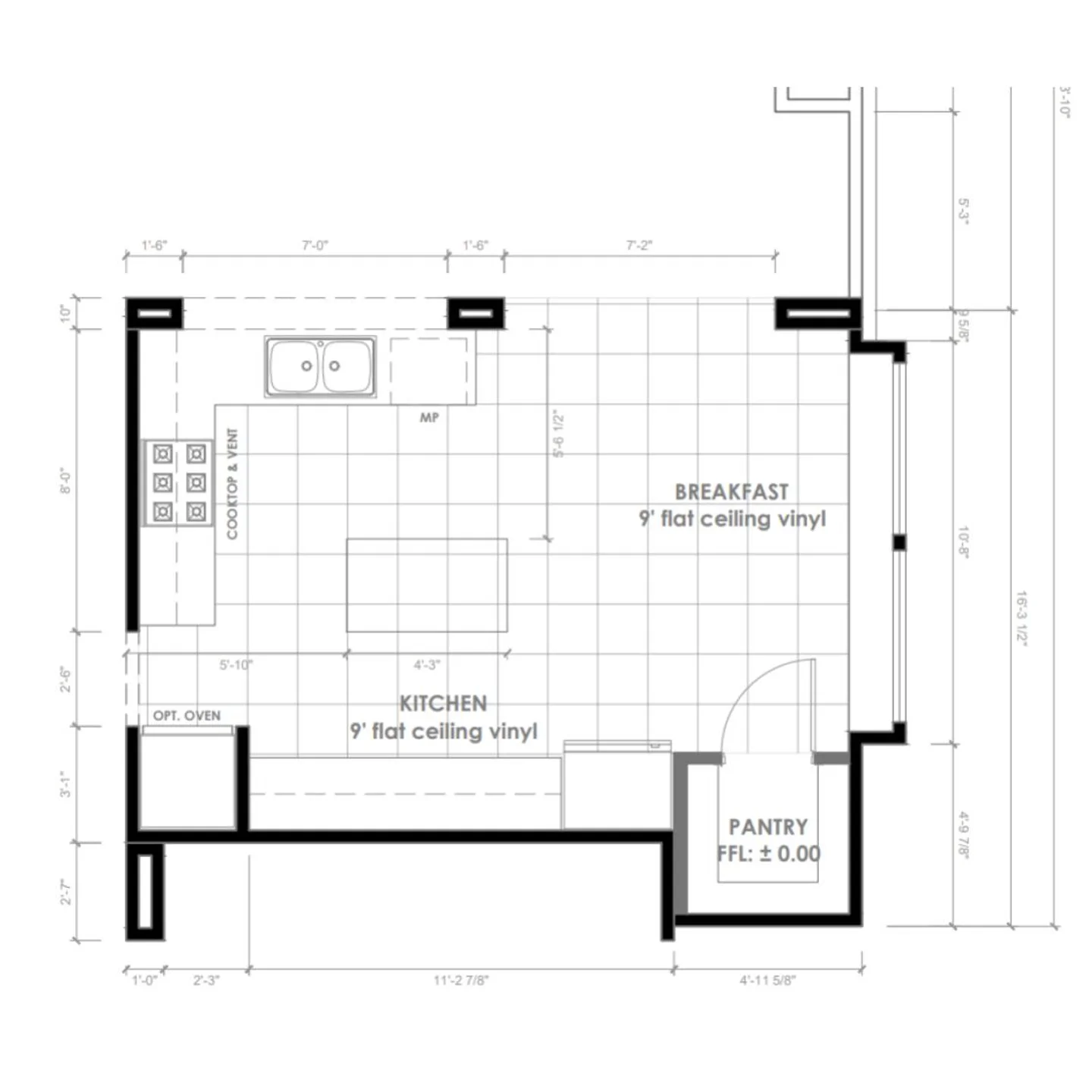 Actual Kantu technical floor plan with dimensions and room annotations